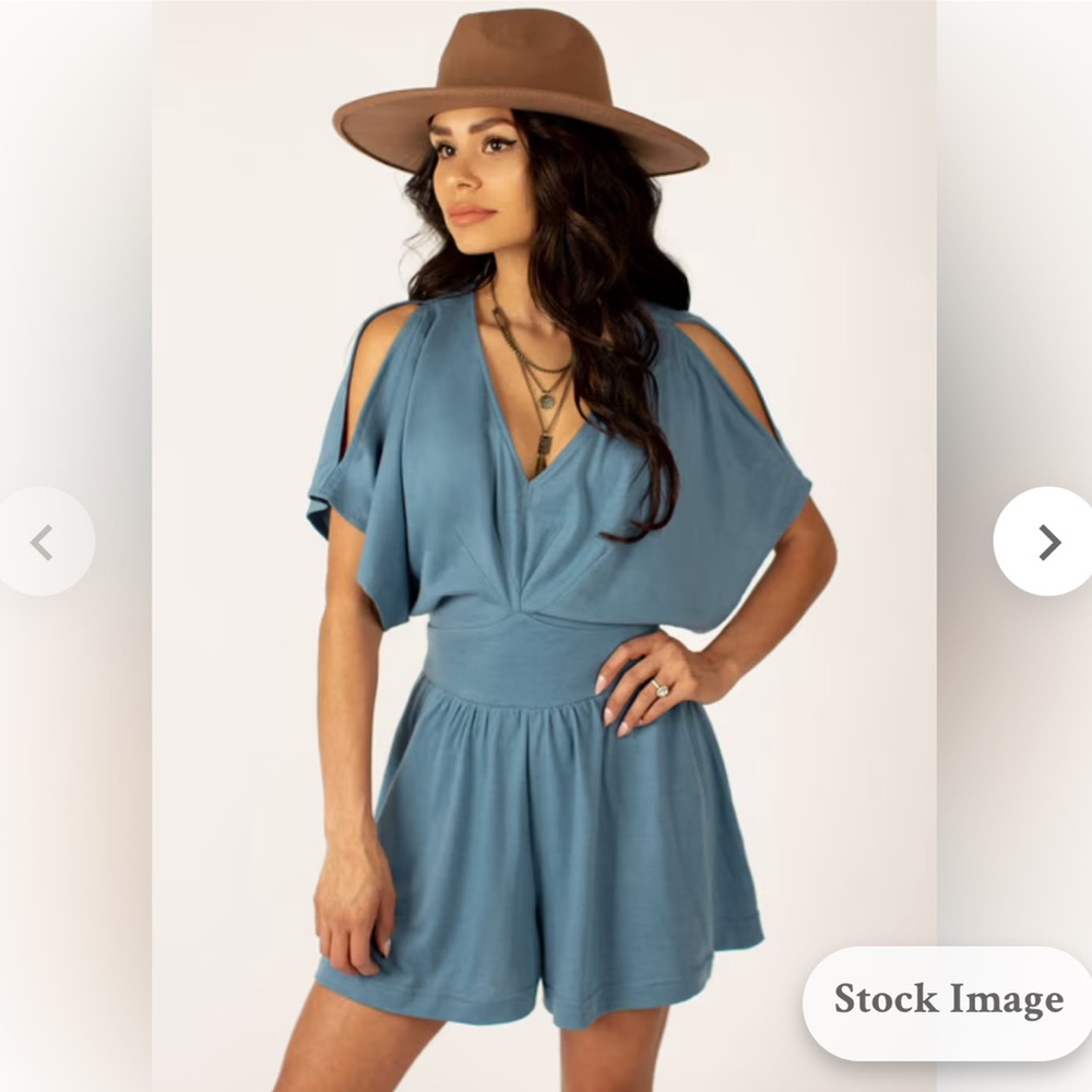 Joyfolie Blue Cold-Shoulder Romper